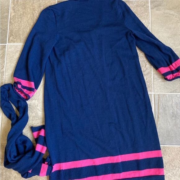 Lilly Pulitzer Navy with Pink Stripe Connie
Merino Wool Sweater Dress - Picture 4 of 10
